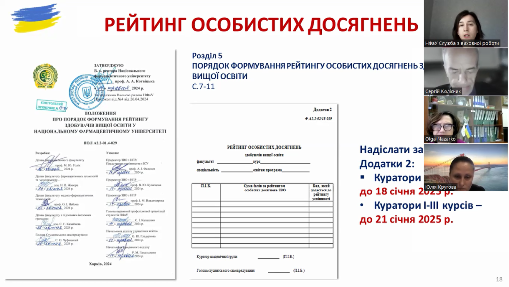 04 грудня, 16 січня та 06 лютого 2025 року відбулися щомісячні наради кураторів академічних груп